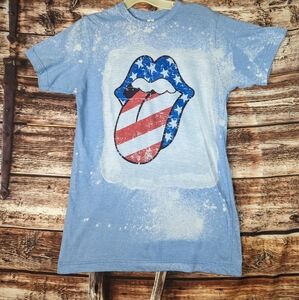 Red White and Blue Rock in Roll America Rolling Stones Small Tshirt